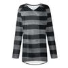 Women's Fashionable Casual Long-Sleeved Striped Print V-Neck Mid-Length Top