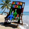 Custom Name Personalized Game Rainbow Friends Print Beach Towel, for Trip Camping Beach Party Home Decor, Birthday Gift for Family & Friends