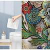 Dww-180 X 200cm Shower Curtain with 12 Hooks, Quick Drying (Flowers), Waterproof Polyester Fabric, Machine Washable, Bathroom Curtains