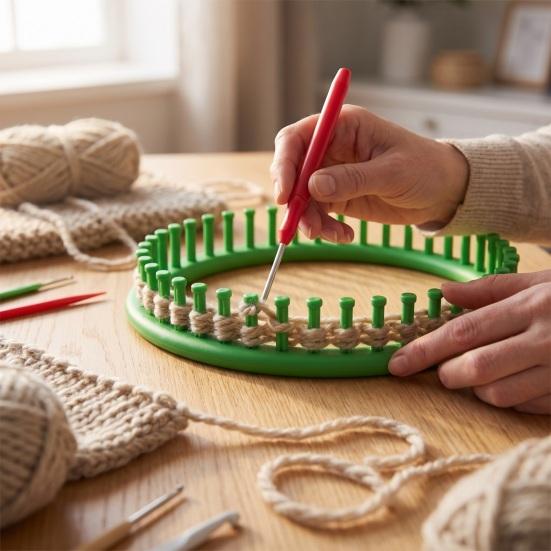 Sweater Knitting Loom Set with Crochet Hook, Needle, Plastic Round Rectangular Yarn Weaving Hand Tools Kit, Beginner for DIY Hat Scarf Shawl Sweaters