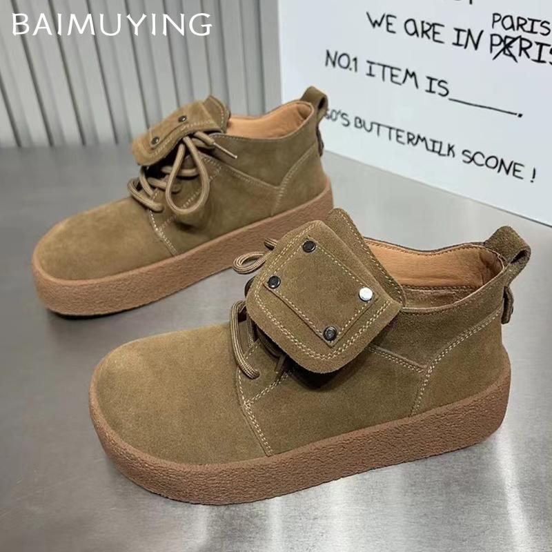 Semišové Dámské Kotníkové Boty S Plochou Platformou Sportovní Tenisky Dámské Zimní Trend Nový Módní Běžecké Chůze Boty Motorkářské Boty