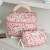 1pc/set Floral Quilted Makeup Bag, Multifunctional Makeup Bag, Large Capacity Travel Makeup Box, Cute Portable Toiletry Bag Set