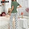 GMXIA T-shirt Trousers Casual and Comfortable Women's Pyjamas Homewear Set Can Be Worn Outside