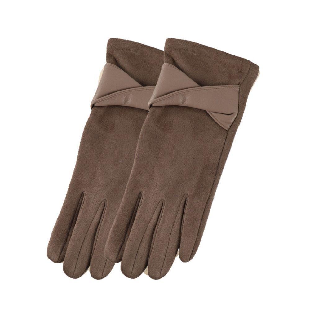 Thicken Suede Leather Gloves Chamois Leather Winter Driving Gloves  Gloves  Women