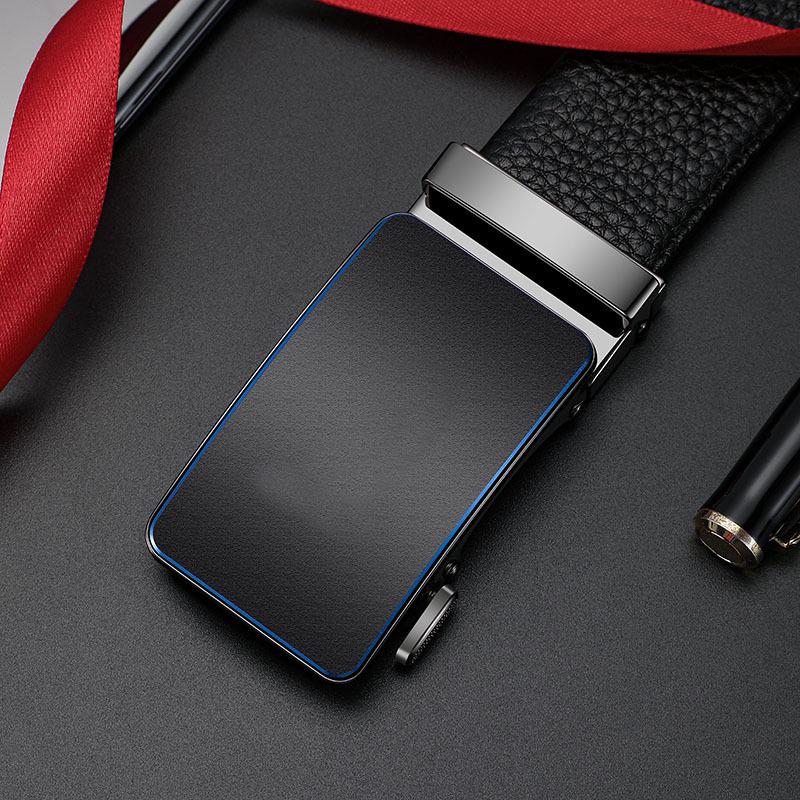 Herren Premium Echt Rindsleder Gürtel mit Legierung Automatikschließe