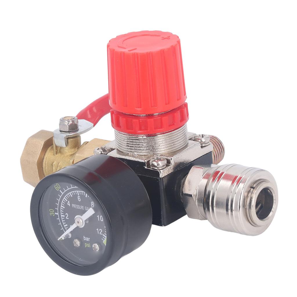 Regulator Kit with Gauge 4 Way Valve 0‑180 PSI European for Pneumatic Tools