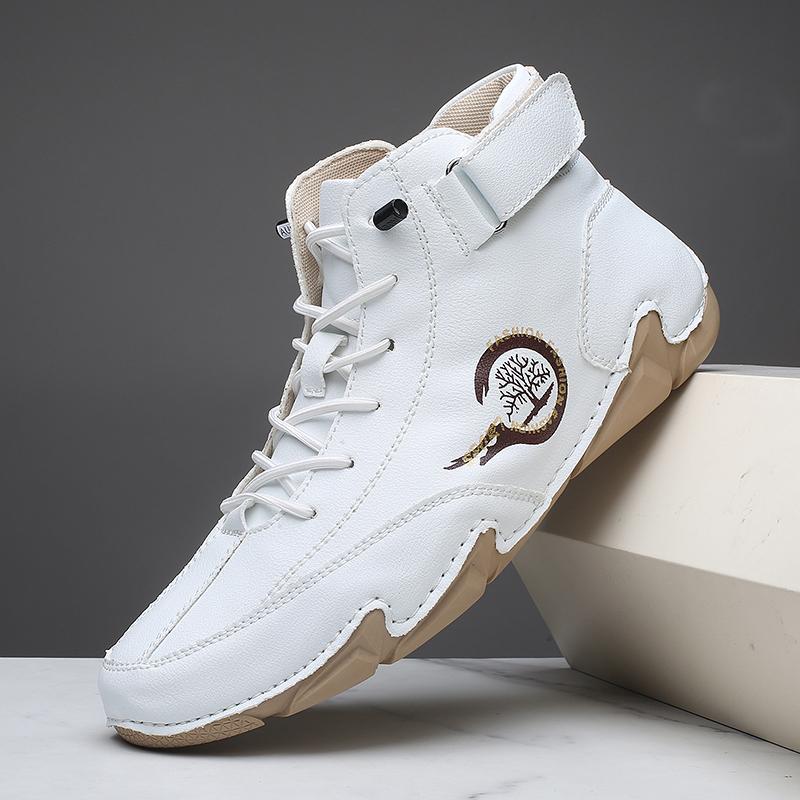 

New Handmade Leather Casual Men Shoes Design Sneakers Man Breathable Leather Shoes Men Ankle Boots Outdoor Walking Shoes 38