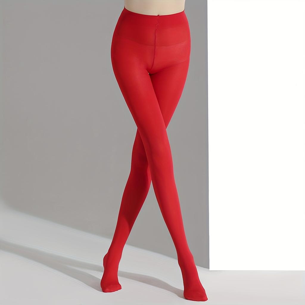 Musikfestival Tunn Röd Strumpbyxor, Bekväma Elastiska Höga Midja Fotade Strumpbyxor, Damstrumpor & Strumpvaror