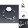 Palestinian Flag Design Time Gem Moon Pendant Necklace Unique Neck Chain