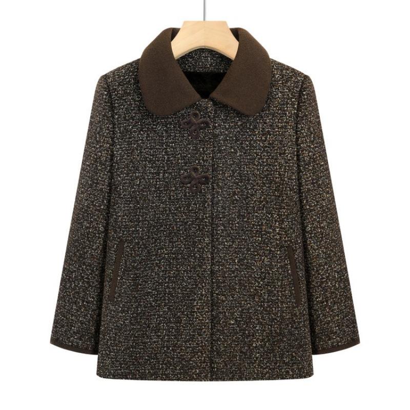 

Женская одежда зимняя бархатная куртка с лацканами, куртка свободного кроя, старая одежда, свободная повседневная женская 5XL [recommended 150-80kg] хаки