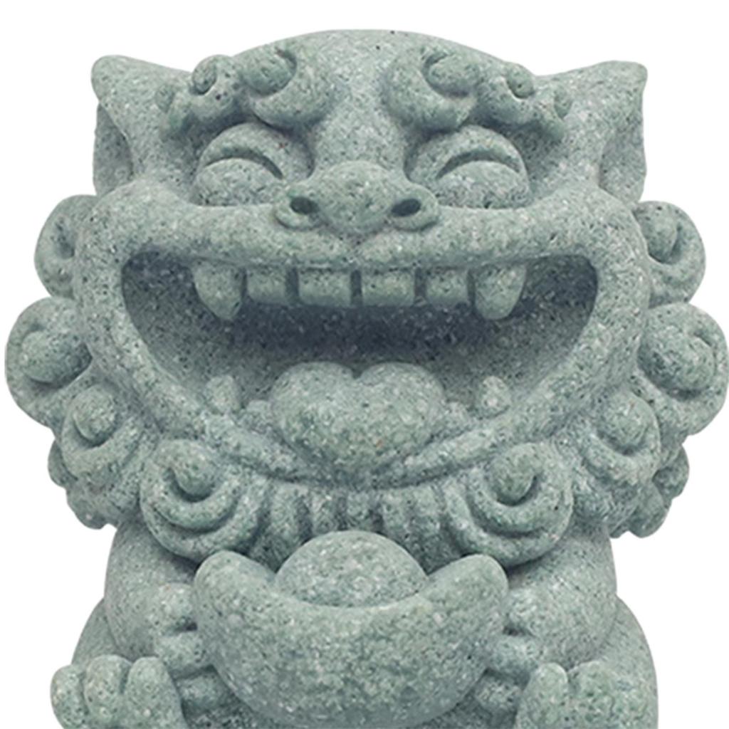 2x Mini Lion Statue Figurine Chinese Figurine Stone Sculpture Carving for Dollhouse Miniature Tabletop Entryway Garden Bedroom