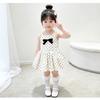 Mädchen Sommer gepunktetes Kleid mit Schleife Süßes ärmelloses Westenkleid Kinder Geburtstagsparty Formelles Kleid für Kleinkind Baby