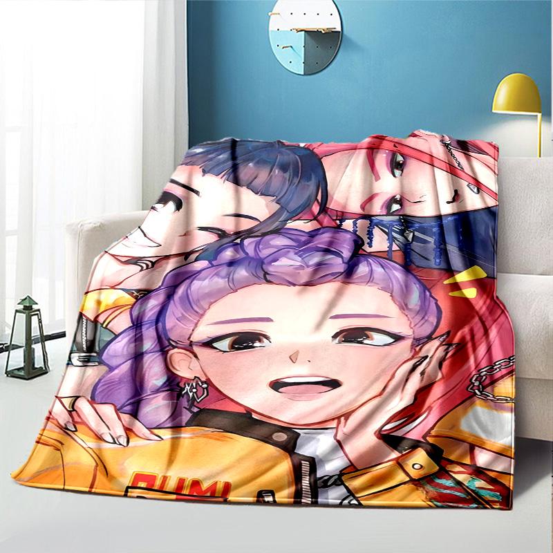 KPop Dämonenjäger Muster Decke für Heimdekoration, Bett, Sofa, Auto Reisen, Camping, Geeignet für Alle Jahreszeiten, Geburtstags-Weihnachtsgeschenk