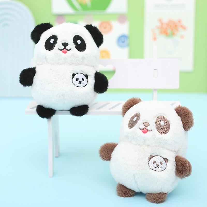 Cute Panda Plush Keychain Soft Snow Mink Fur Stuffed Animal Bag Charm