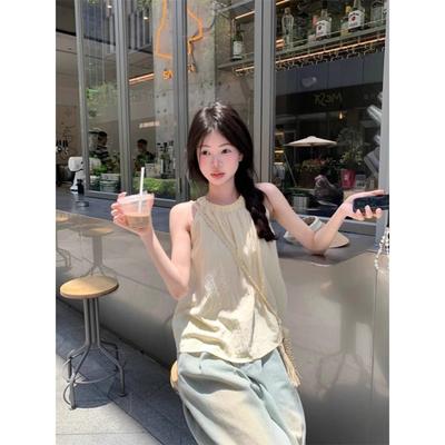 Gentle Wind Sweet Neck Sleeveless Shirt Women's Spring New Off-the-shoulder Age-reducing Foreign Style Loose Vest Top