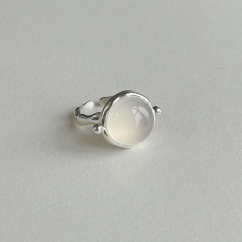 925 Sterling Silver Rings For Women Geometric Fine Jewelry Finger Adjustable Black White Stone Ring For Party Birthday Gift