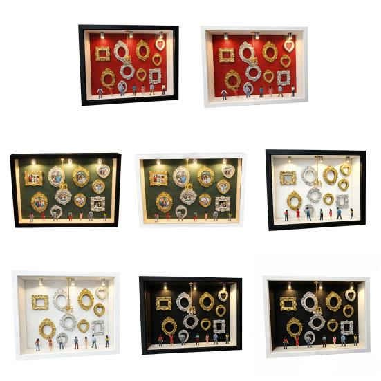 DIY Mini muzeum siluetní krabička s malými rámečky figurka světlo personalizovaný fotorámeček stínová krabička výročí svatba narozeninová dekorace