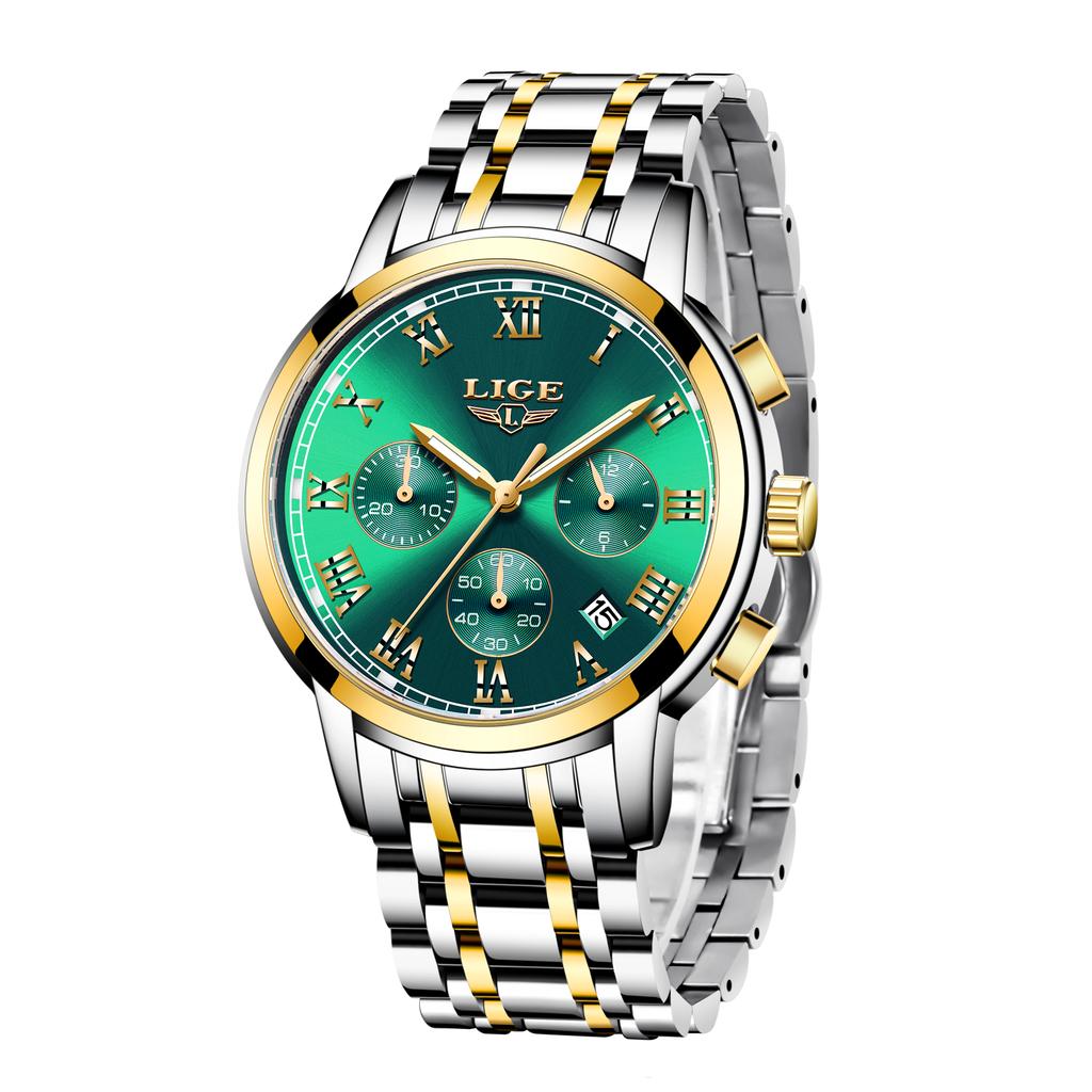 LIGE Top Luxury Brand Men's Watch Waterproof Luminous Stainless Steel Timing Code Watch Quartz Men's Watch Reloj Hombre