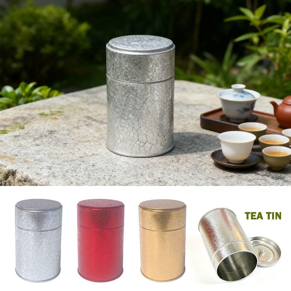 Circular Shape Tea Jar Mini Size Metal Box Organizer Tea Tin Tea Storage