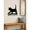 Black Cat Welcome Sign Metal Wall Art 12 Inch Rust Proof Home Decor Bathroom Waterproof Gift Modern