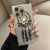 Clear Square Back Tube Case Protection For iPhone 12 15 Plus 11 14 Pro Max 13 16 ProMax Anti-Oxygen,Black Floral Feather Wreath Pattern Casing