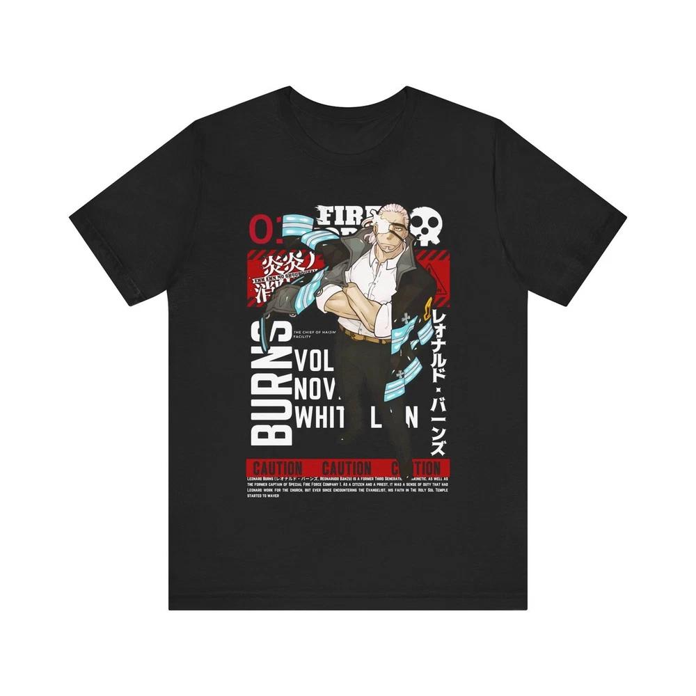 Anime Fire Force Capt Burns T Shirt Size S 4XL BLACK Size S 4XL S