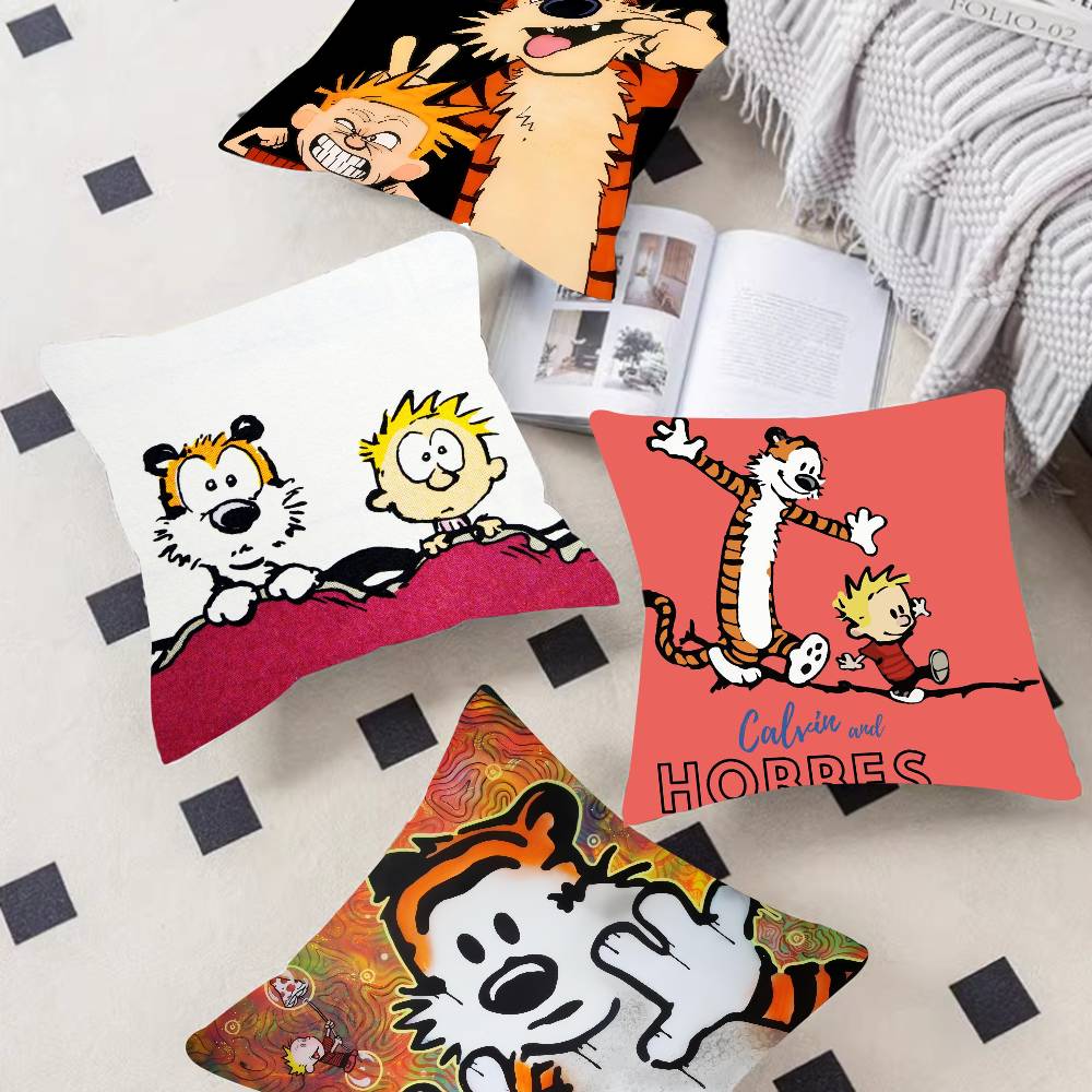 Anime C-Calvin And H-Hobbes Cushion Cover Car Throw Pillow Case For Sofa Car Christmas Gift