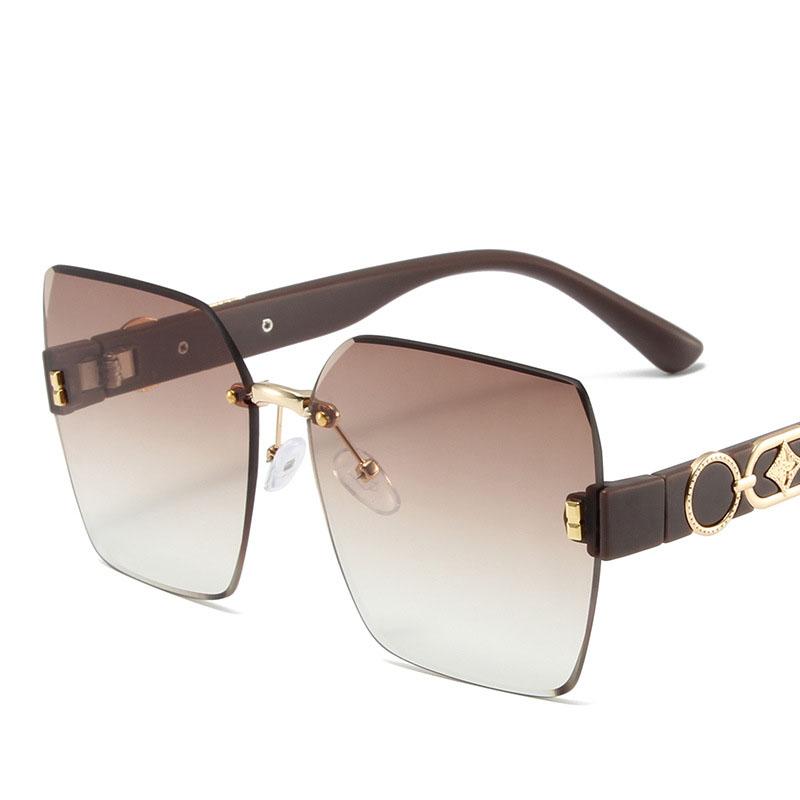 

Квадратные модные солнцезащитные очки без оправы для мужчин и женщин, винтажные безрамные очки с градиентом, ретро, ​​уличные спортивные очки для вождения коричневый