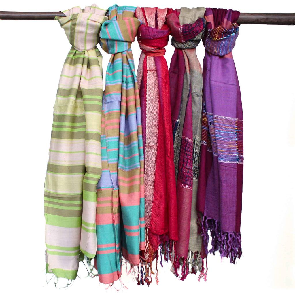Boho Cotton Scarf Assorted Purple Indian 28x72 Inches
