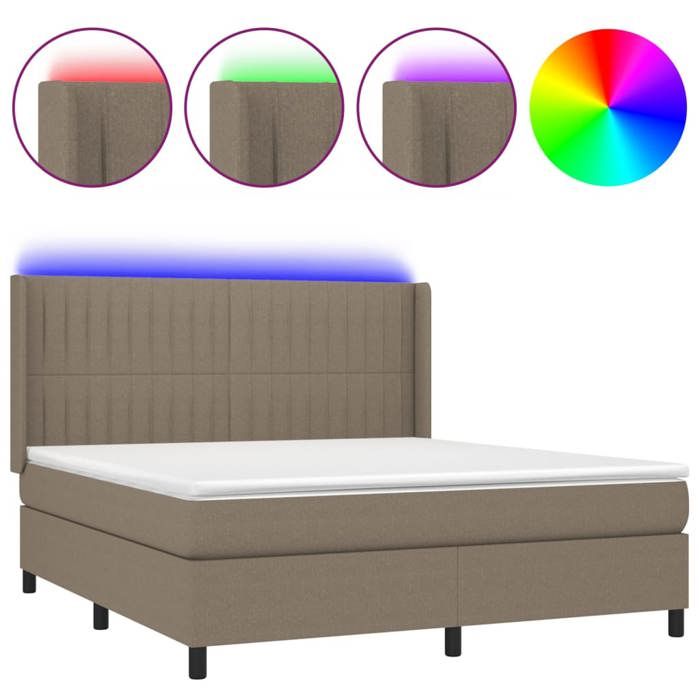 VidaXL Slatted Bed Base with Mattress and LED, Upholstered Bed, Double Bed, Adult Bedroom Interior Bed, 3138489