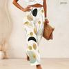 Women Plus Size Loose Wide Leg Long Pants Exquisite Gem Star Print Elastic High Waist Casual Trousers For Daily Beach Vacation Wear