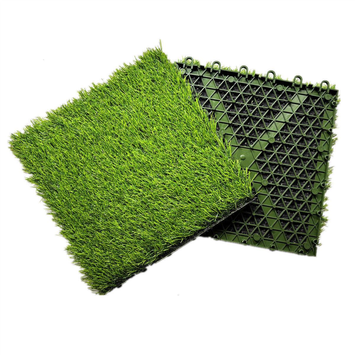 Interlocking Artificial Turf Floor Mats for Kindergartens and Pets 6pcs-3cm Spring Grass