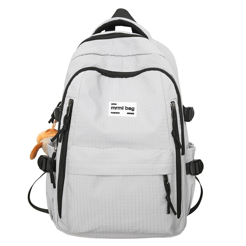 

Студенческий школьный рюкзак женский однотонный большой емкости мужской многослойный рюкзак серый