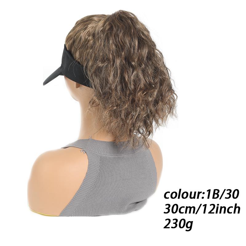 Adjustable Hat Wig with Curly Hair and Ponytail - a Combination of Sporty and Fashionable Synthetic Hat Wigs