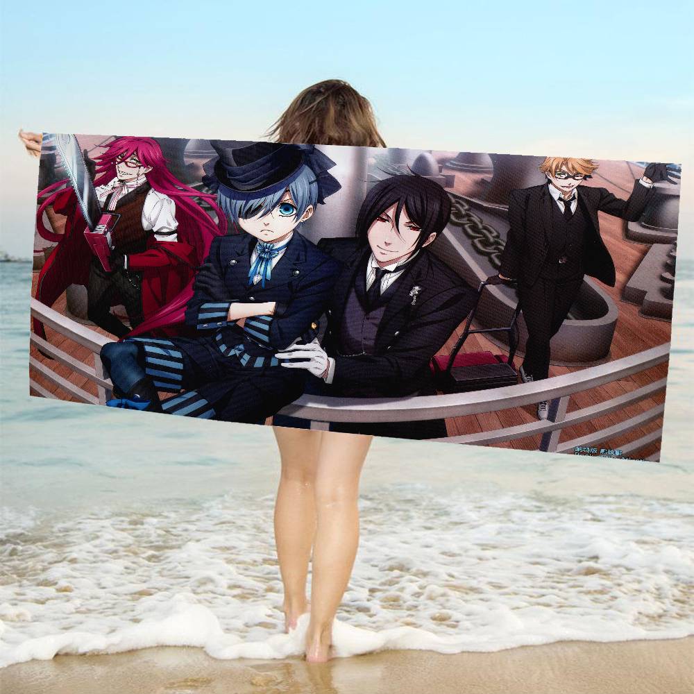 Manga Series Black Butlers Anime Beach Swimming Towel Soft Absorbent Washcloth Children's Gifts for Kids Travel Camping Gym