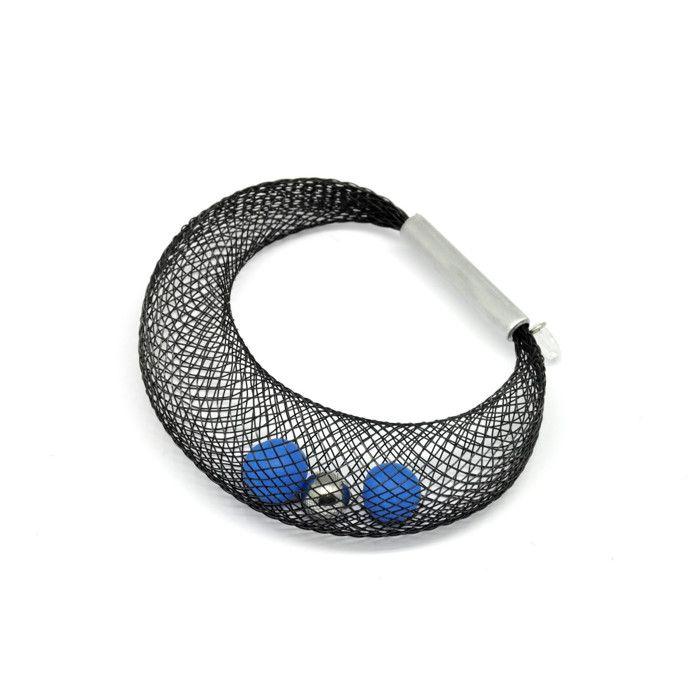 Elena Valenti - Large Donut Bracelet - Mesh and Ultramarine Polymer