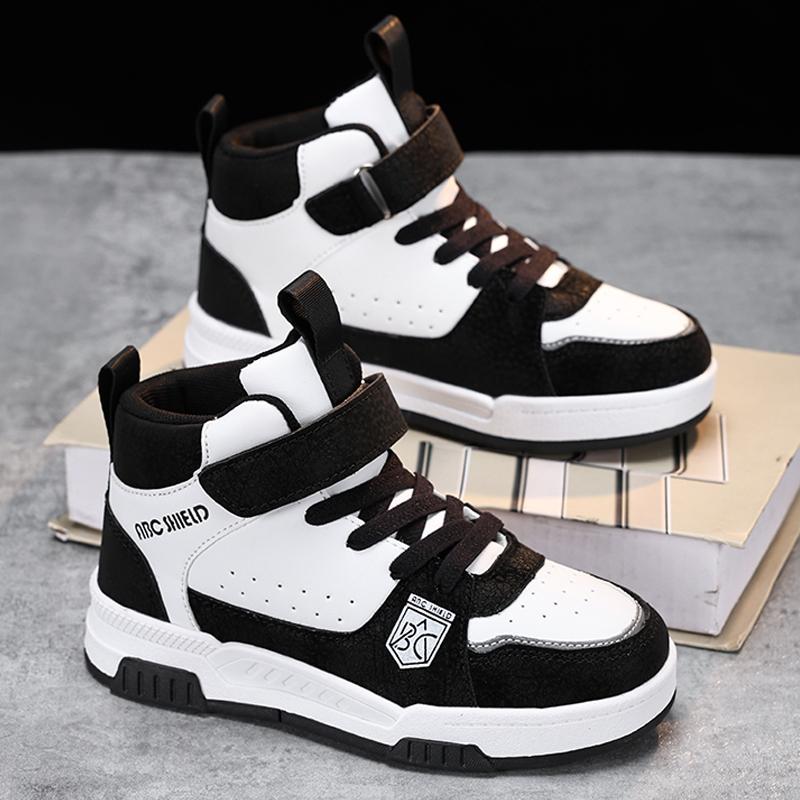 Moteable og praktiske borrelåssko med tykk såle og høy ankel for barn, utendørs fritidssportssko 28-39