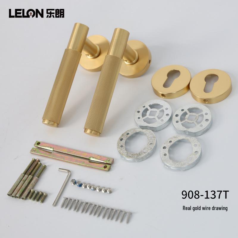 Minimalist Gold Knurled Zinc Alloy Interior Door Handle Lock
