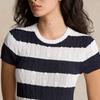 Polo Ralph Lauren SS24 Striped Round Neck Short Sleeve Dress Women Dresses Blue White WMPODRSNFA20686-410