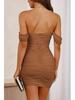 Off-Shoulder Ruched Bodycon Dress - European/American Style for Parties/Commutes