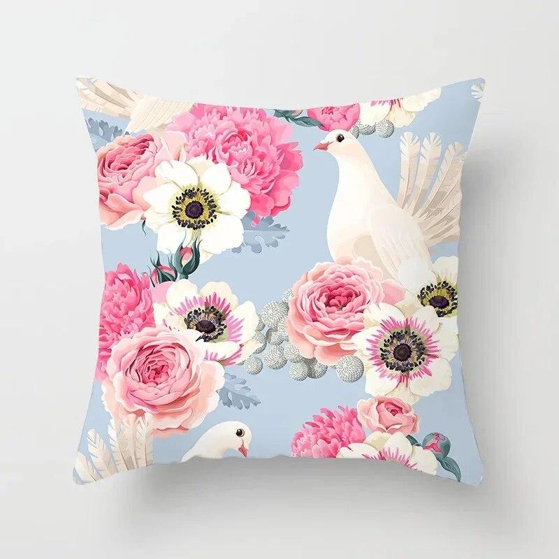 Car Living Room Sofa Cushion Cover Luxury Home Decoration Pillow Cover Rose Flower Print Pattern Cushion Cover