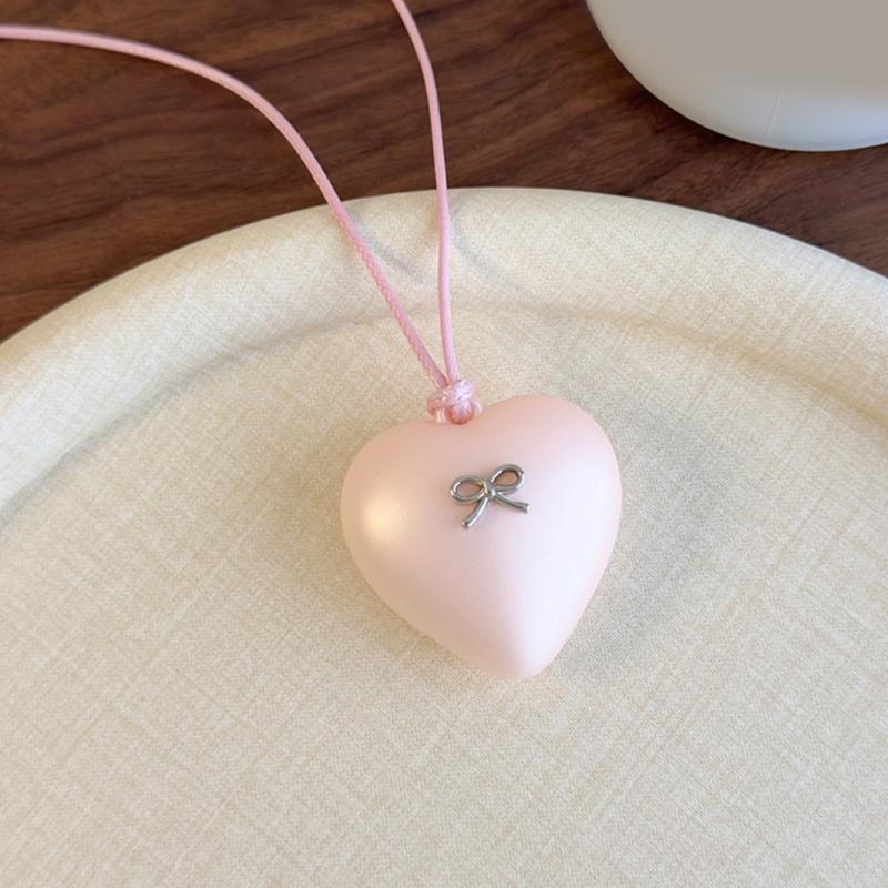 Acrylic Heart Pendant Necklace with Bowknot Fashionable Neckpiece Party Jewelry for Women Date Night Accessories