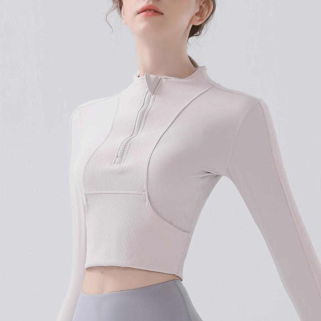 Half-Zip Slim Fit Yoga Running Jacket - Autumn/Winter Long-Sleeve Style