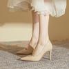 Single shoes 2025 spring women's Huizhou women's shoes genuine leather spring women's pointed high heels black women's stiletto fashion shoes