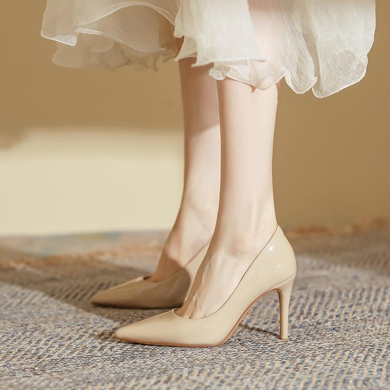 Single shoes 2025 spring women's Huizhou women's shoes genuine leather spring women's pointed high heels black women's stiletto fashion shoes
