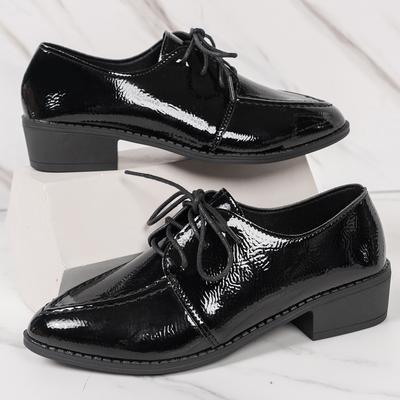 Sharp Pointed Small Leather Shoes Spring New Versatile Student Shoes Black Comfortable Mid Heeled Women's Shoes