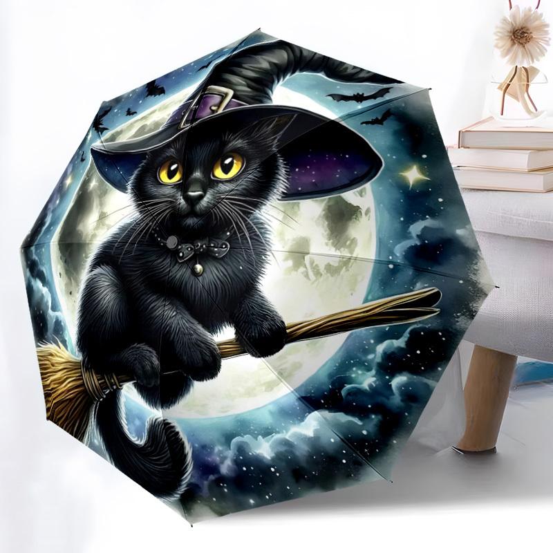 1pc Witch Cat Folding Umbrella, Durable, Suitable for Outdoor Activities or Rain, Suitable for Commuting yy251027117