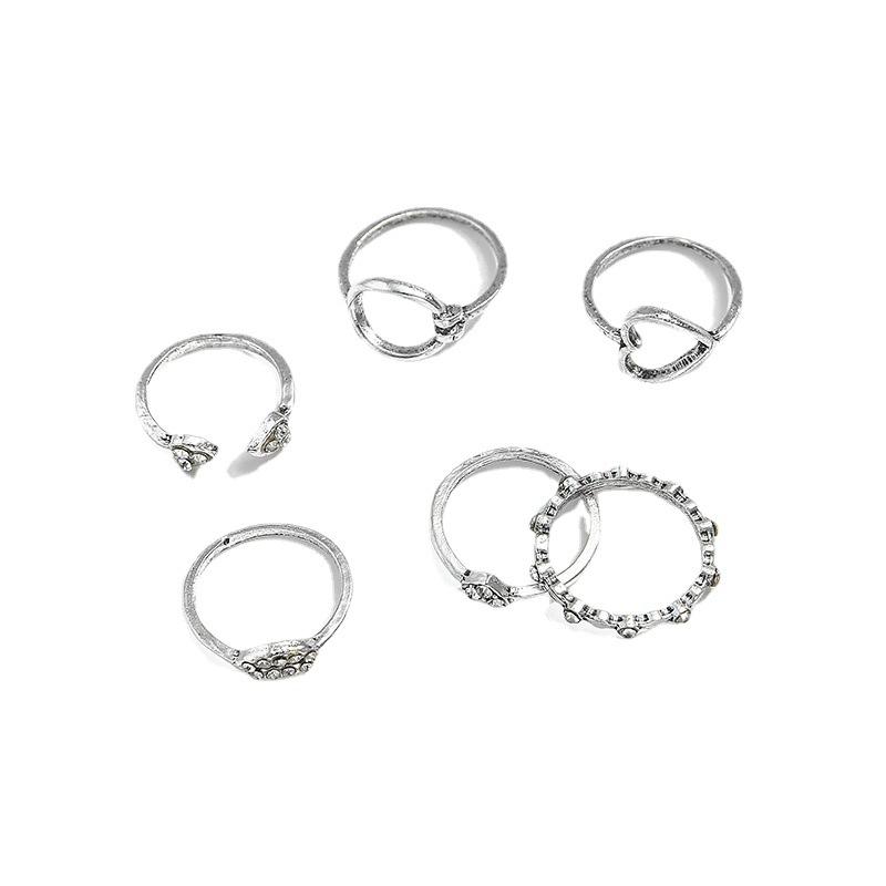 Accessories Fashion Personality Women'S Love Lips Geometric Retro Water Droplet Diamond Ring Set