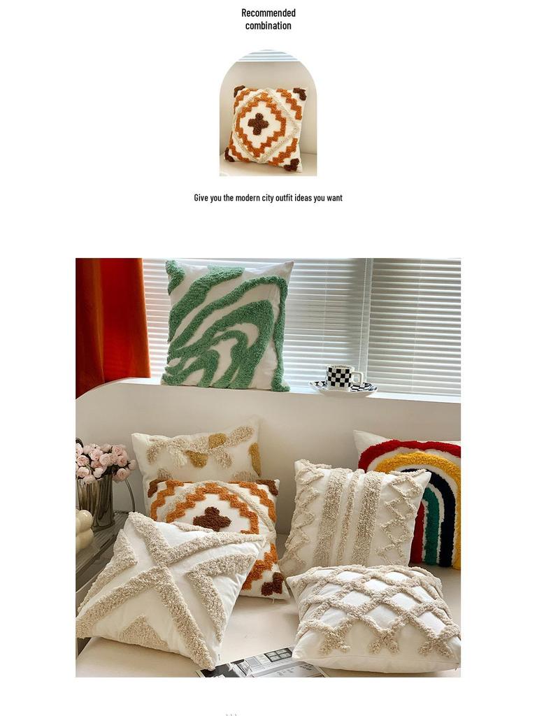 Bohemian Tassel Embroidered Throw Pillow for Living Room Sofa