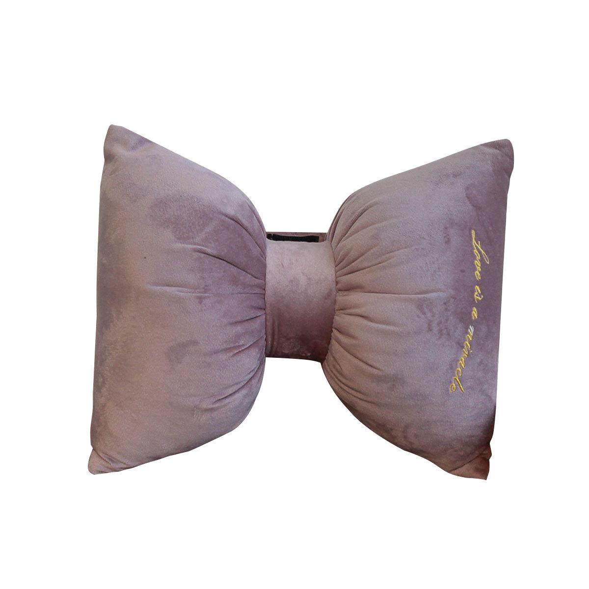 

Подушка на подголовник автокресла с милым бантом, бархатная подушка для поддержки головы, подушка для поясницы, мягкие съемные автомобильные аксессуары розовый